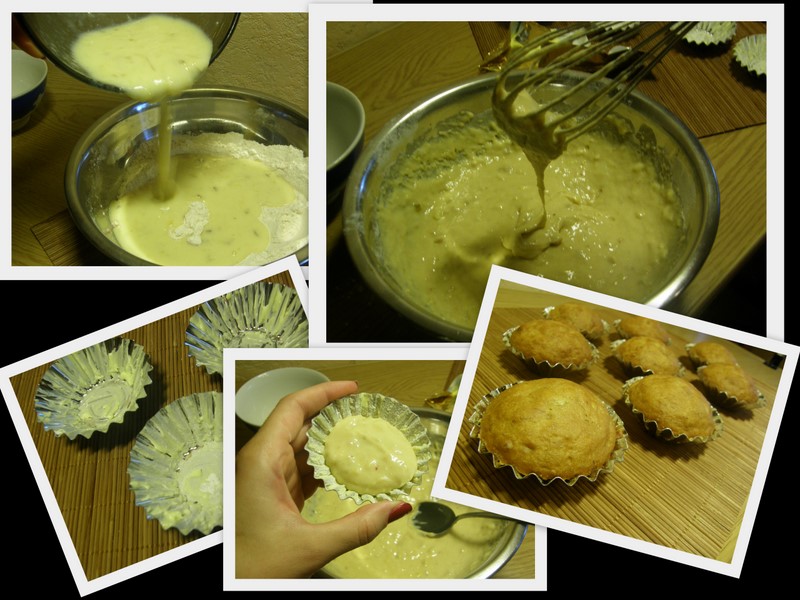 Muffins (briose) cu miere si albinute din martipan