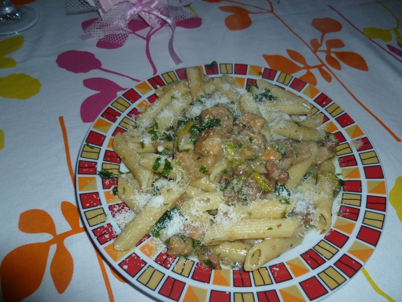 Penne Rigate con pancetta e funghi porcini