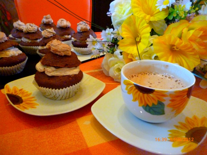 Briose cu cafea,mascarpone si pireu de castane