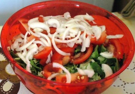 Salata  cu salata verde, ceapa si rosii