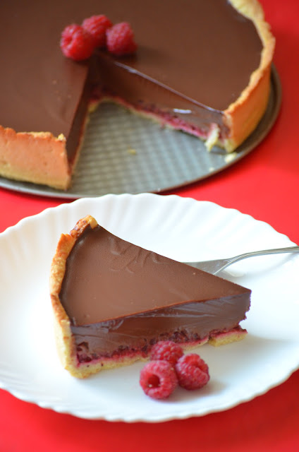 Raspberry chocolate tart