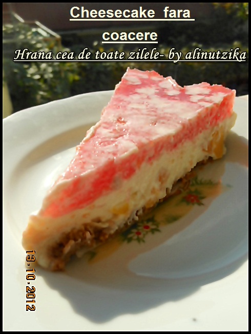 Cheesecake cu piersici -  fara coacere