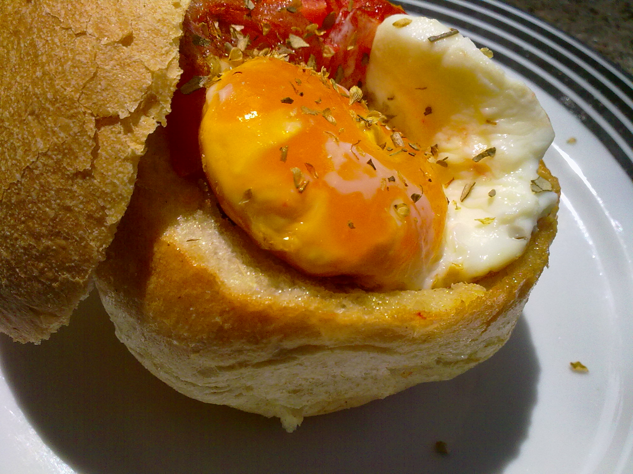 Bread bowl breakfast