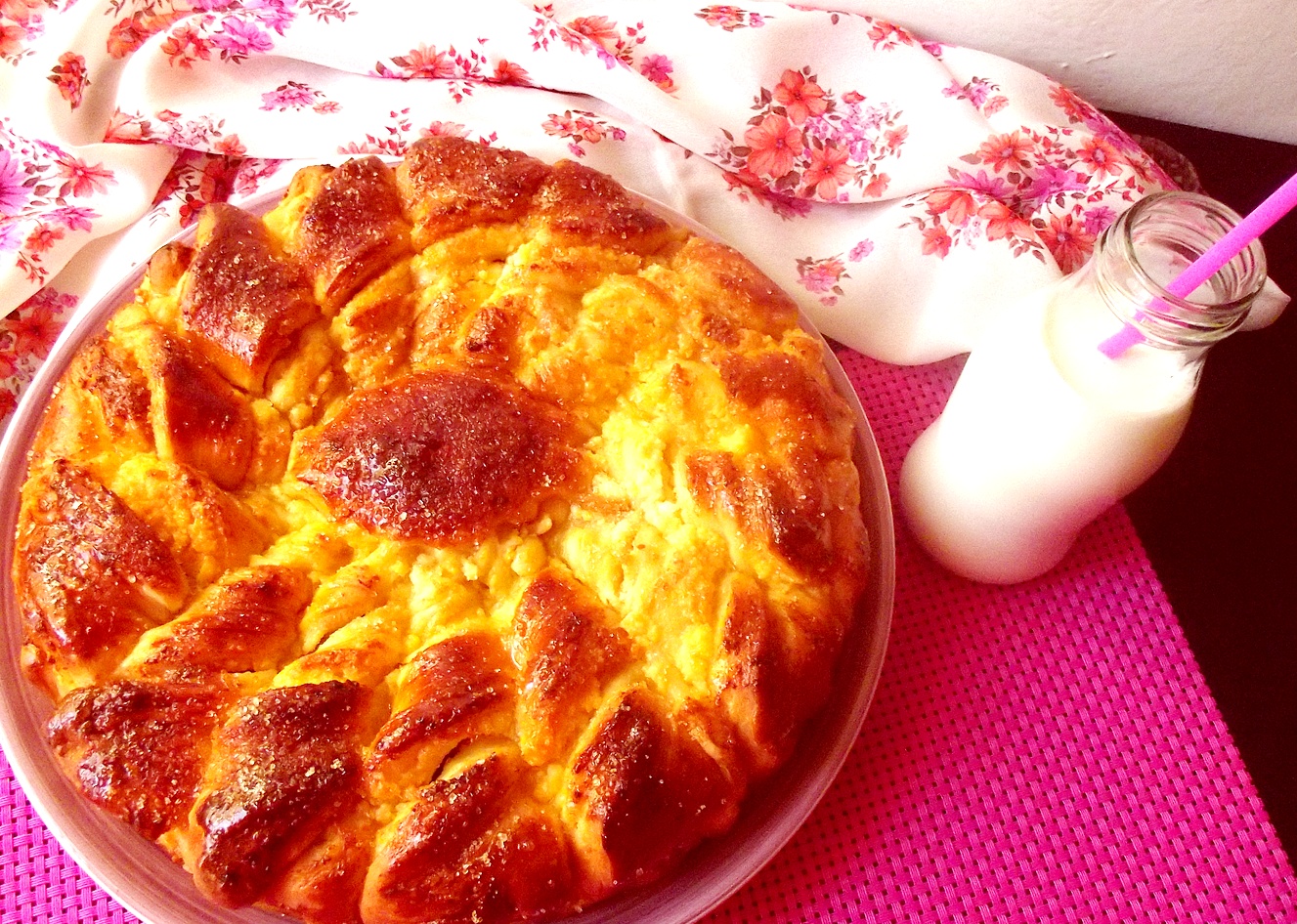 Plăcintă cu brânză dulce şi stafide „ Floarea soarelui”