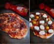 Pizza cu ceapa caramelizata, oua de prepelita si branza de capra-2