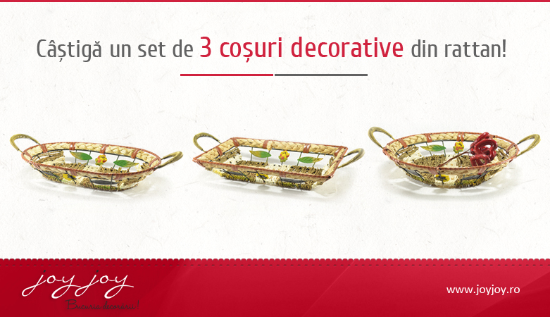 Castiga un set de 3 cosuri impletite din rattan de la Joy Joy