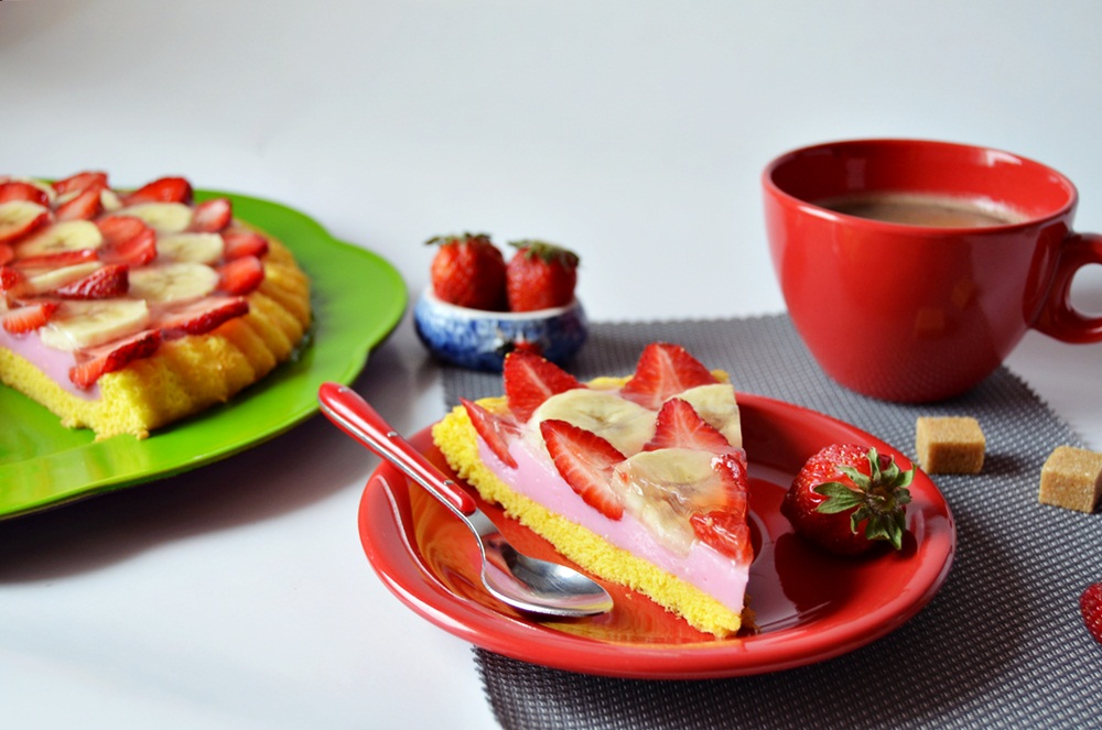 Tarta cu budinca si fructe reteta de desert de casa delicios