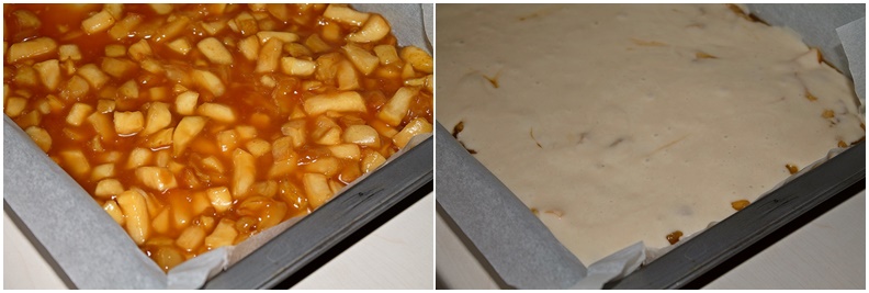 Prajitura turnata cu mere caramelizate