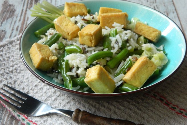 Orez cu tofu si fasole verde