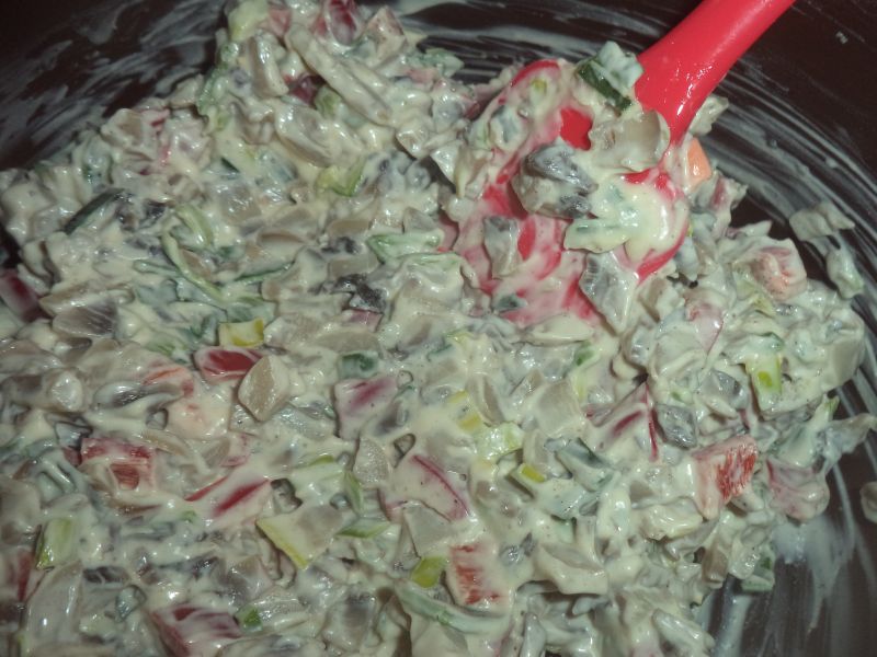 Salata de ciuperci cu maioneza si praz