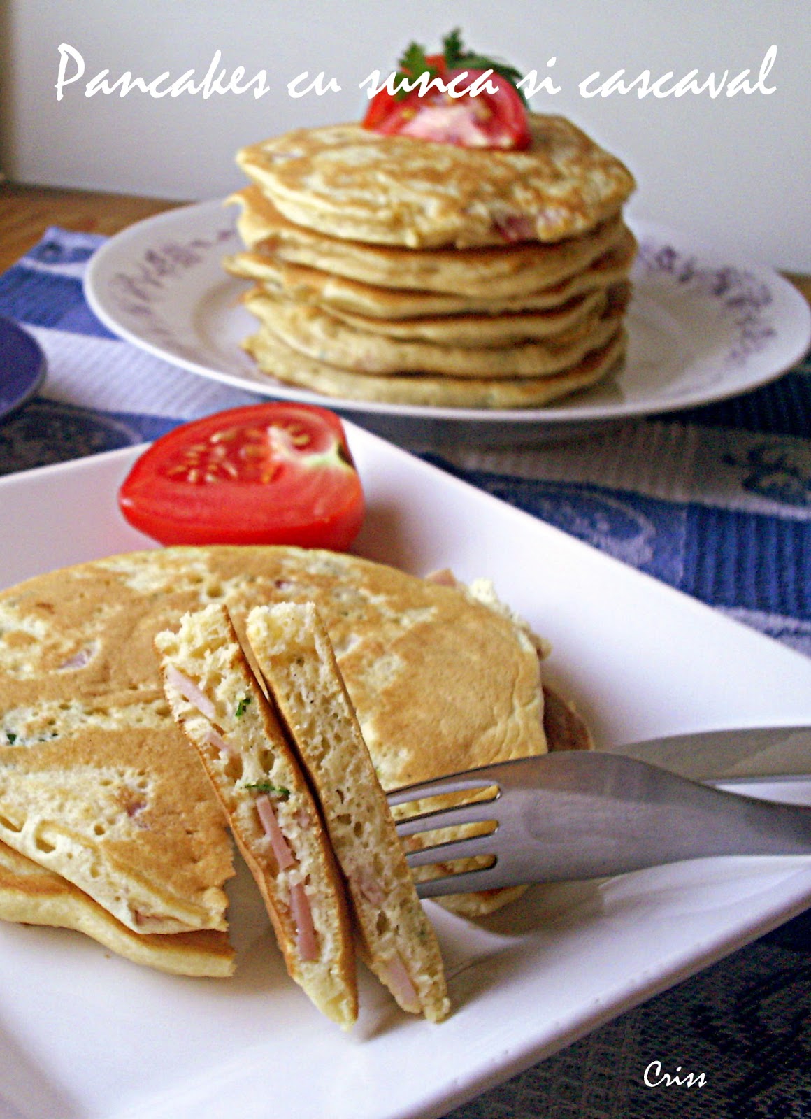 Pancakes cu sunca si cascaval