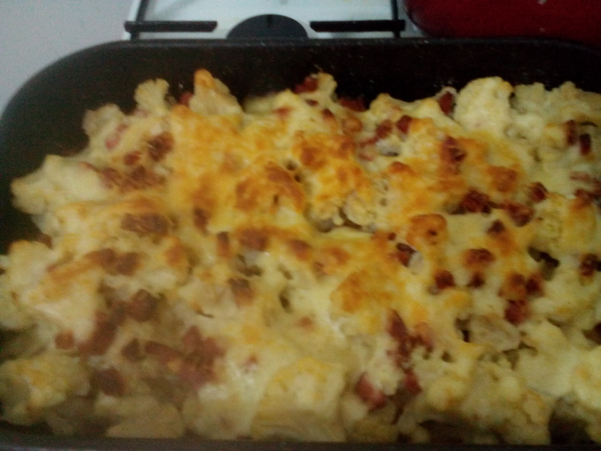 Conopida gratinata cu bechamel si bacon