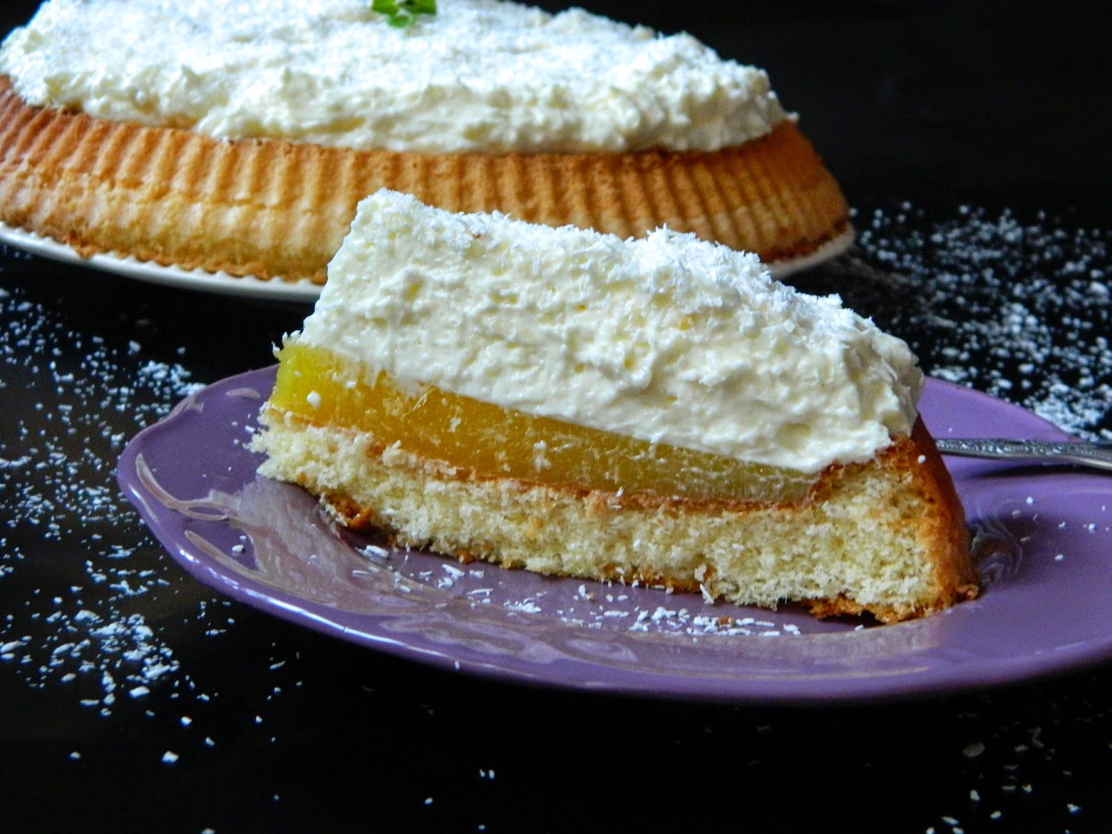 Tarta cu jeleu de mango si crema de ananas