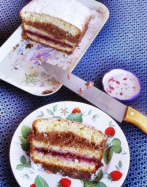 Chec umplut cu gem de fructe de padure si ciocolata