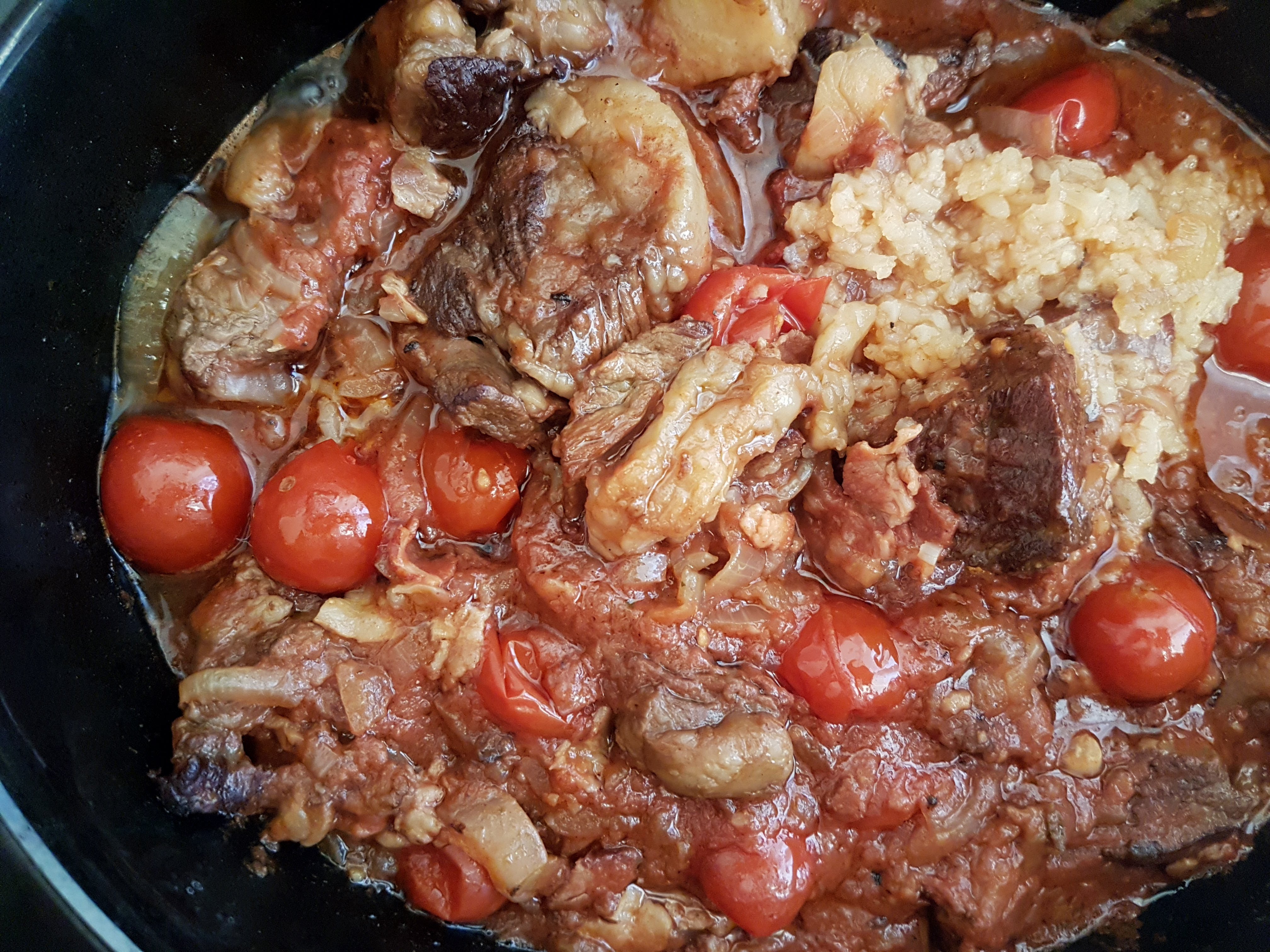 Boeuf a la Catalane (Tocana de vita cu orez, ceapa si rosii) la slow cooker Crock-Pot