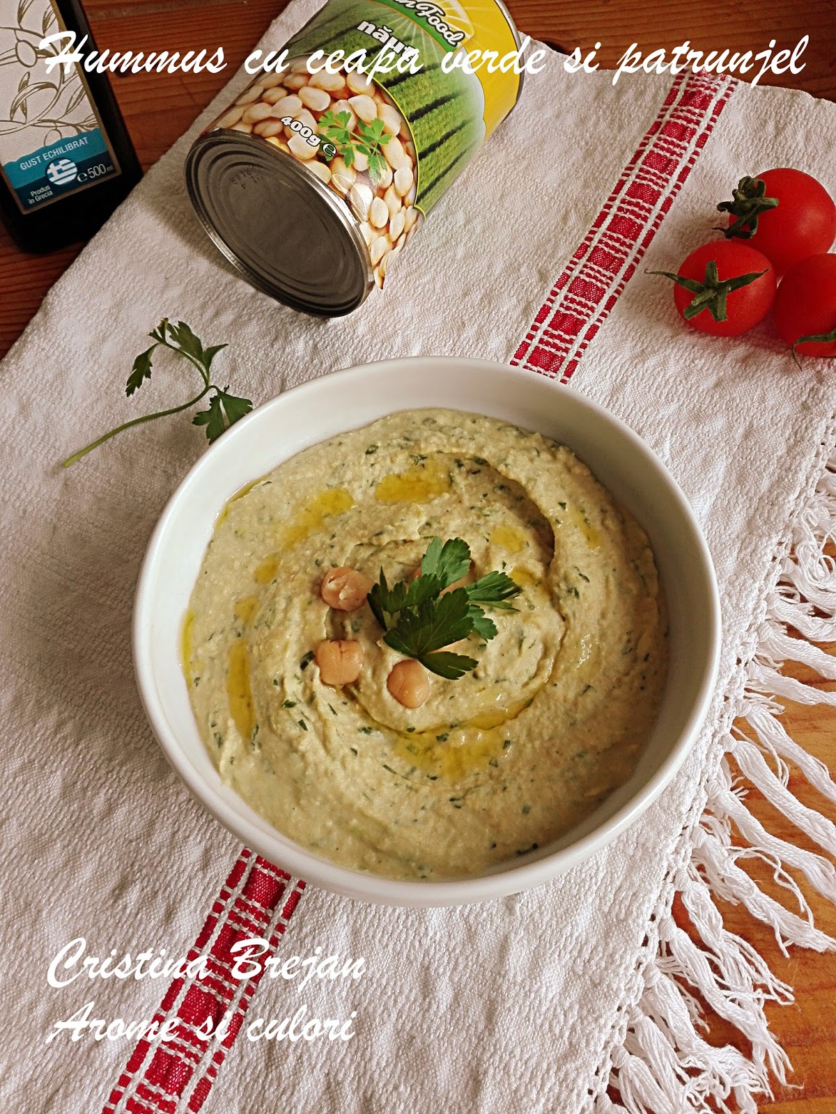 Hummus cu ceapa verde si patrunjel