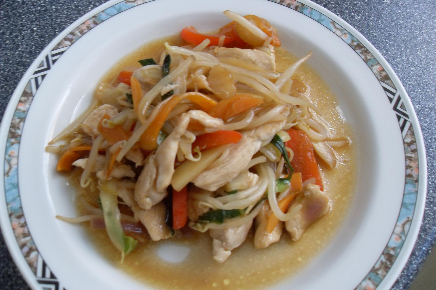 Stir fry chicken and vegetables