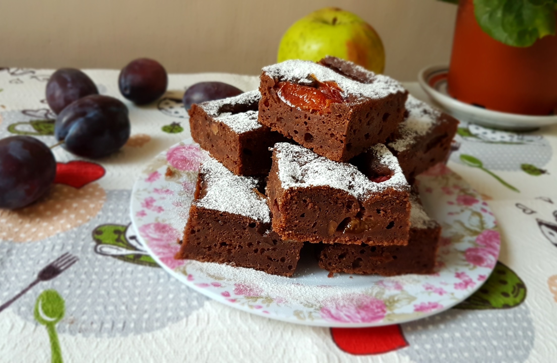 Desert prajitura cu gem de prune si nuci - de post