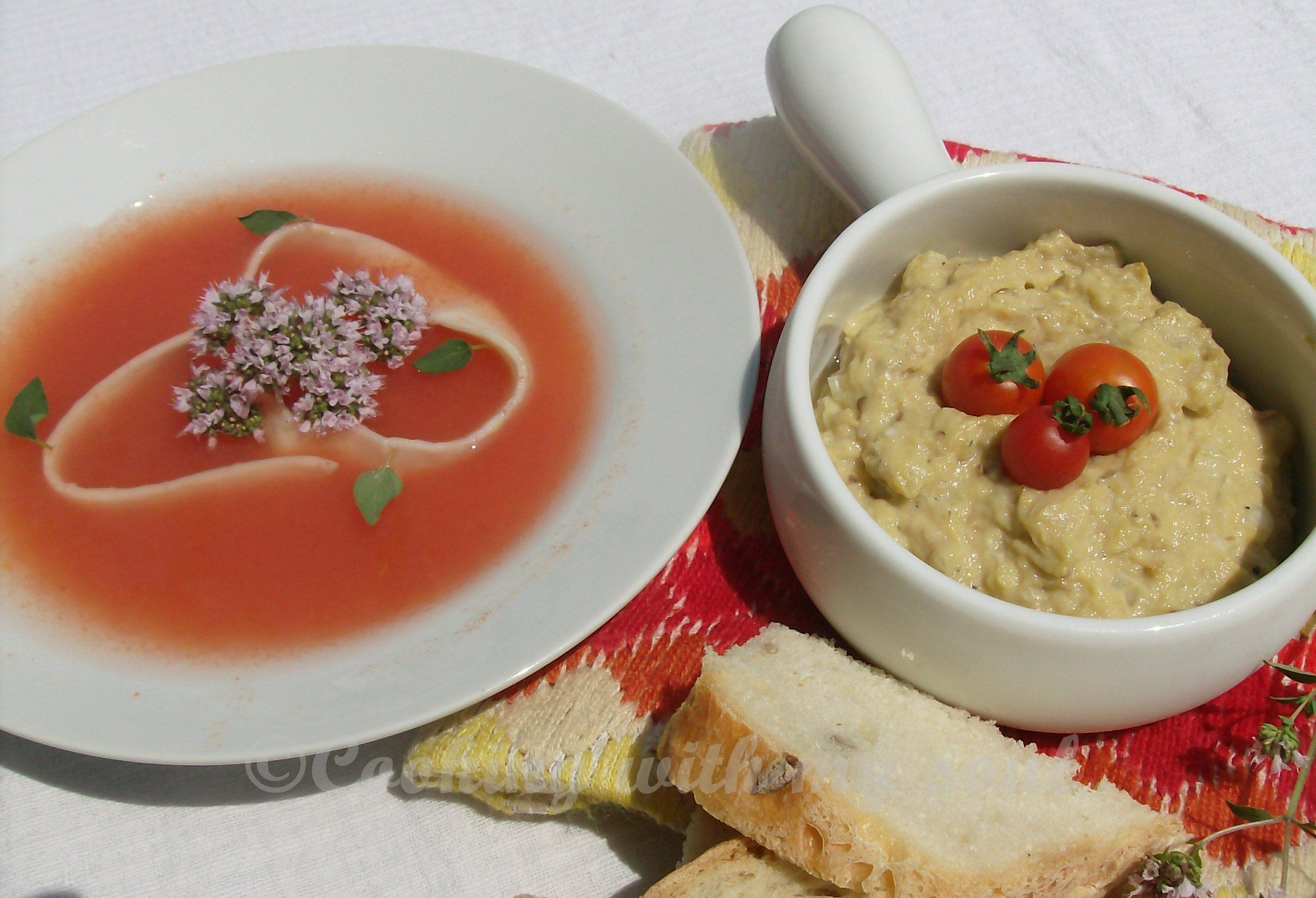 Meniu de vara: Supa de rosii proaspete cu oregano si Salata de vinete cu maioneza