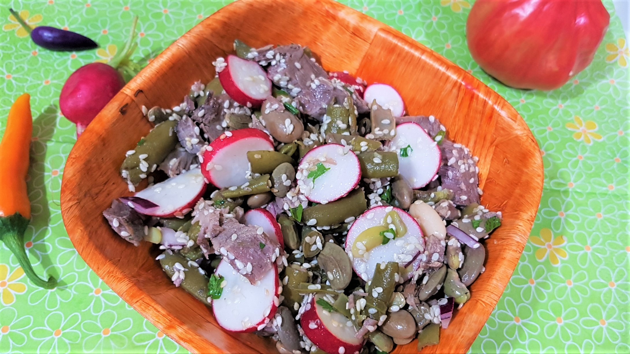 Salata de fasole verde cu carne de vitel
