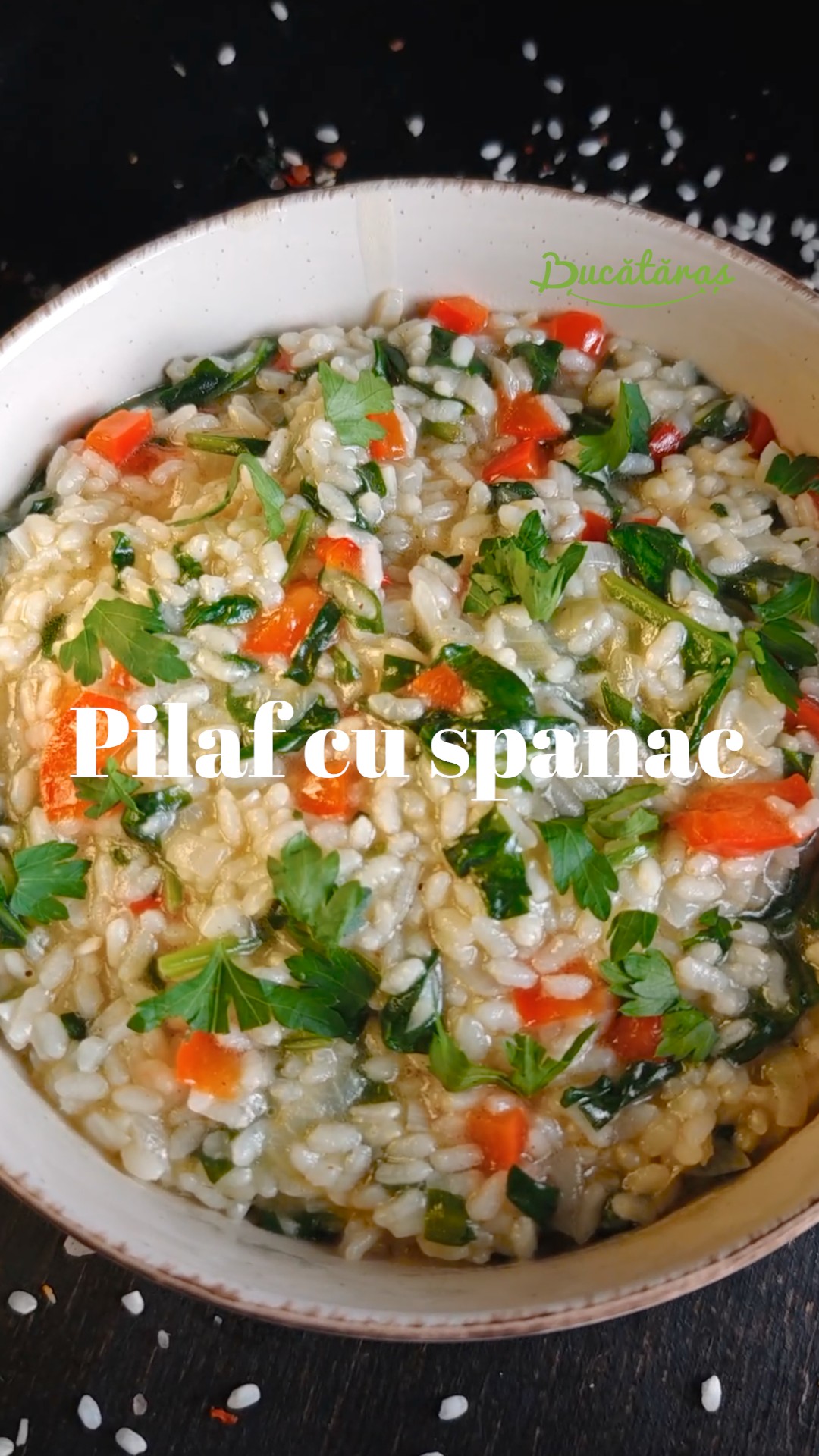 Pilaf cu spanac - Rețeta simplă și gustoasă de post